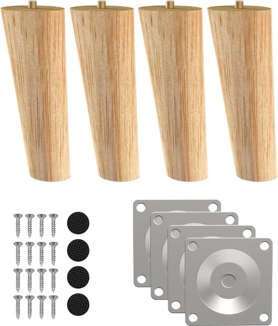 Sostegni in legno per tavolo - Sostegni per mobili sostituibili - 4 pezzi - Legno massello - 15 cm