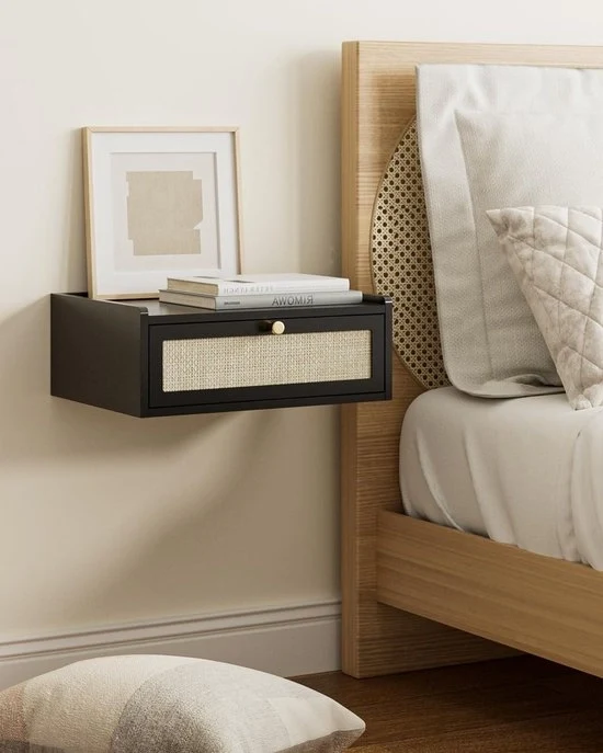 Nachtkastino moderno oscillante con cassetta - Pannelli oscillanti per camera da letto e bagno - Nero