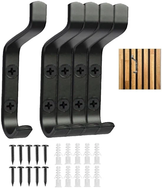 Haak perenne per pannelli acustici - design moderno - nero - alluminio