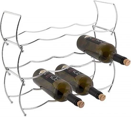 Supporto per bottiglie - argento - ca. 43 x 42 x 15 cm - supporto per bottiglie di vino