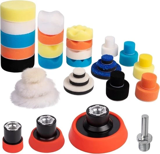 Set di Spugne per Auto - 36 Pezzi - Set di Polimento - 25mm, 50mm, 80mm
