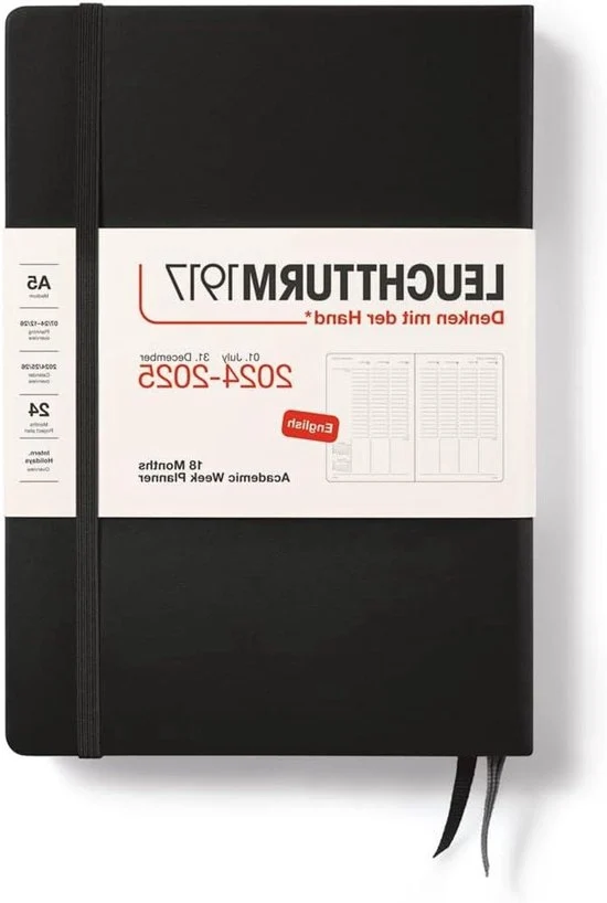 Weekplanner accademico 2025 - nero - medio - copertina rigida