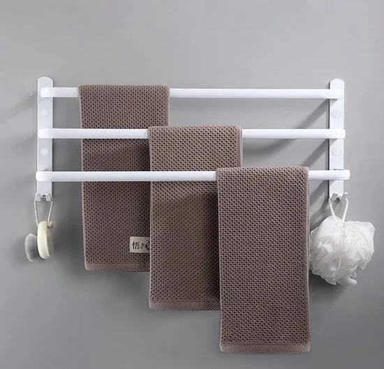 Raccordo asciugamani a 3 strati - 50L x 15B x 22H cm - Raccordo asciugamani in alluminio - Bianco