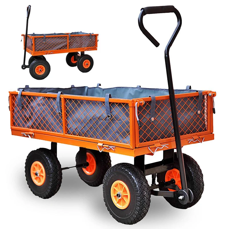 B-WARE Carrello porta attrezzi da giardino carriola 4 ruote FUXTEC GW350
