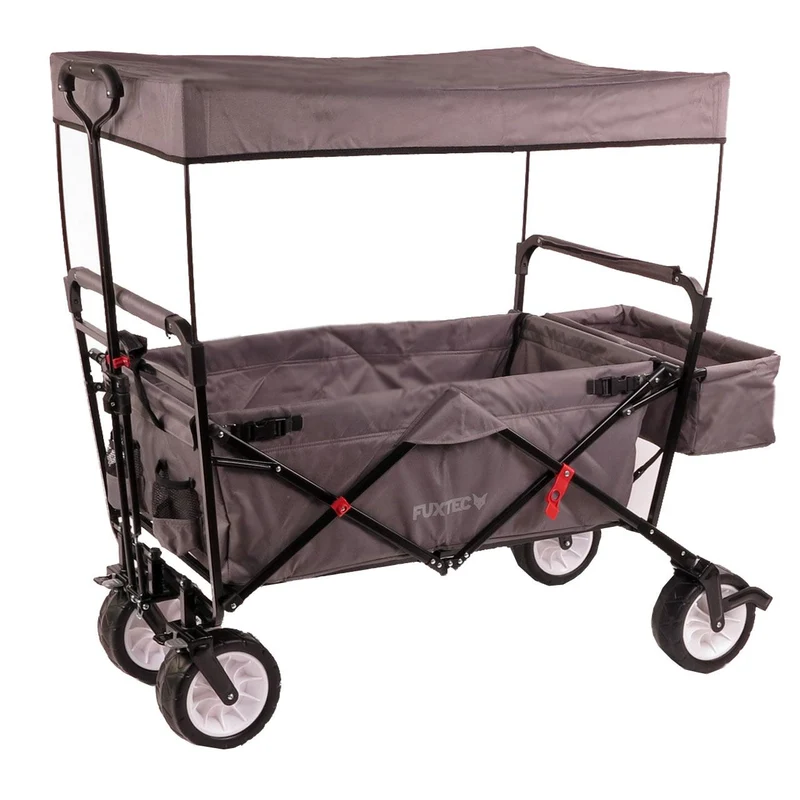 B-WARE Carrello pieghevole da giardino/ da spiaggia FUXTEC GRIGIO con tettuccio apribile JW-76CG