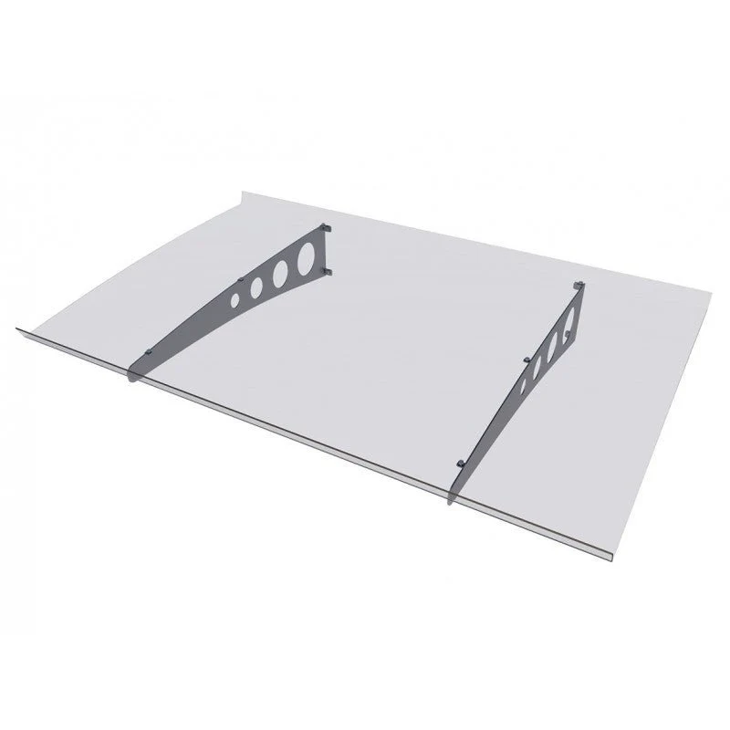 Pensilina Trasparente da Esterno 140x90 cm in Policarbonato con Supporti in Acciaio