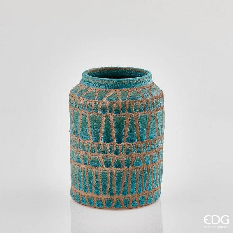 Vaso Fenice Rotondo H31Turchese| EDG