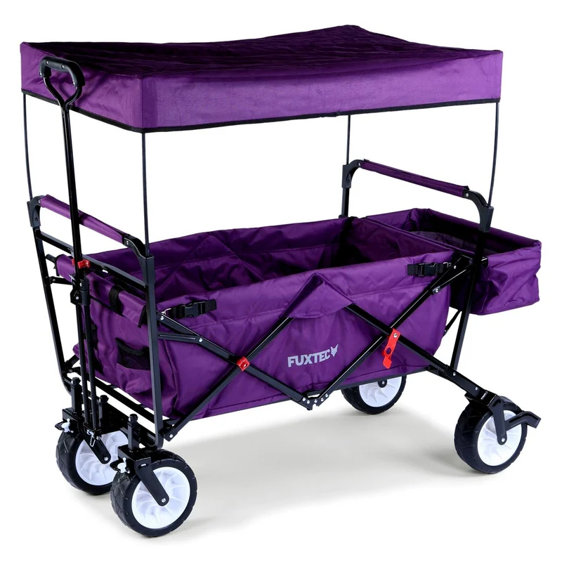B-WARE Carrello pieghevole da giardino/da spiaggia FUXTEC Viola con tettuccio apribile JW-76CP