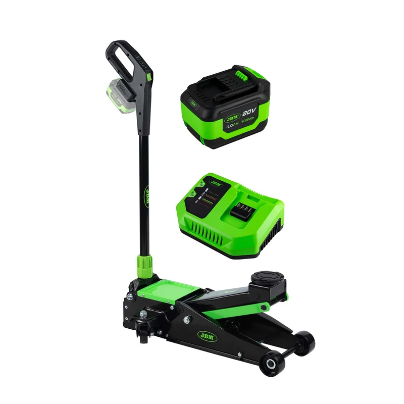 CRIC A CARRELLO IDRAULICO 3T A BATTERIA JBM 60076 SET 6AH 1 BATTERIA e CARICABATTERIE