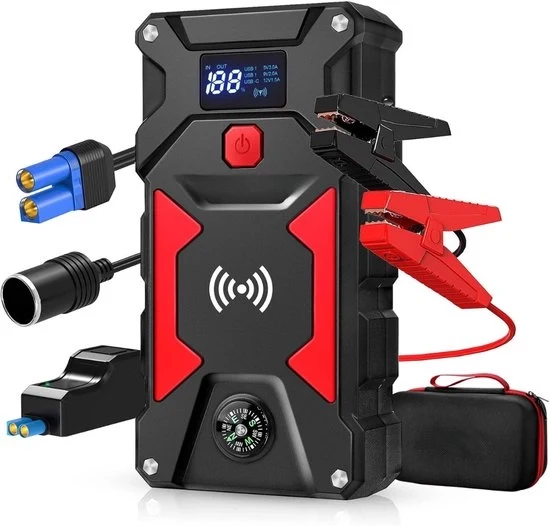 Avviatore di emergenza per auto - Assistenza al start - Assistenza al start per auto - Avviatore di emergenza Powerbank Modello: Capacità batteria: Corrente massima: Vitamina: Tempo di ricarica: Tempo di funzionamento: Dimensioni: Peso: