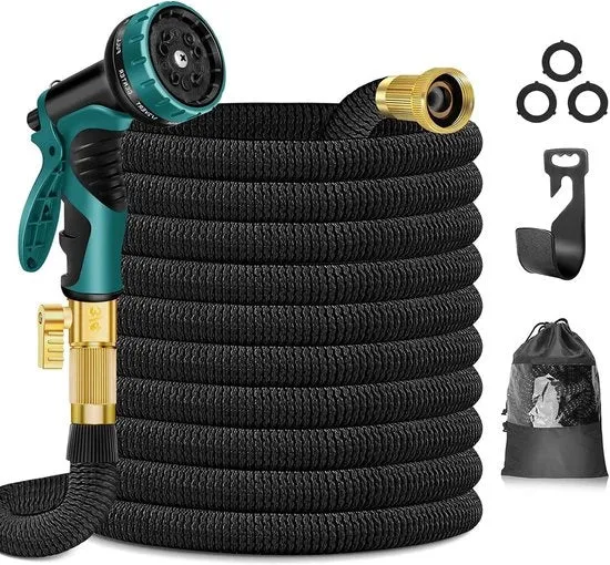 Serpentino per Giardino - 30 m, 10 Modelli Sparatore a Pistola - Nero