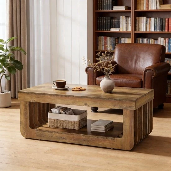 Tavolo salotto - Compacto - 2 strati - Legno - Circolare