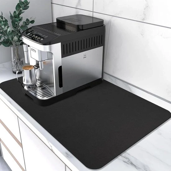 Mat di caffè, Mat di assorbimento per piatti Antiscivolo mat di caffè Mat di evaporazione Idoneo per sotto macchina per caffè, macchina del caffè, tappeti per caffè Accessori per barre del caffè (Nero, 30x50cm)