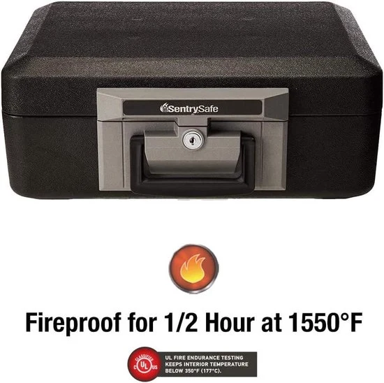 Cassa di sicurezza con chiusura a chiave - cassaforte con maniglia portatile - oggetti di valore - gioielli - proteggere - 0,25 piedi cubici - 1160 x 30 cm Cassa di sicurezza antincendio