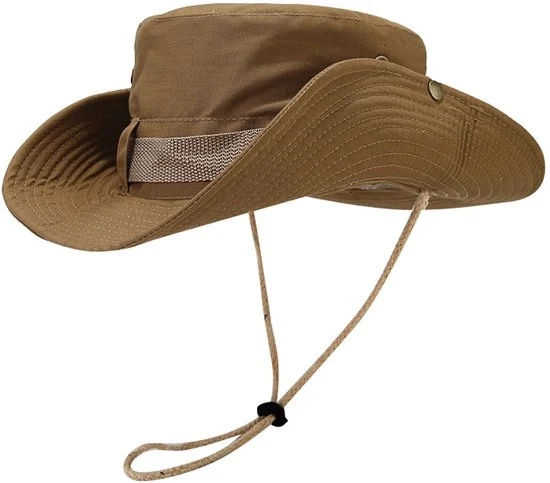 Cappello da sole, protezione respirante Cappello da pesca Larga fascia Cappello da safari Cappello a rete respirante per campeggio, escursioni, viaggi - Cachi scuro
