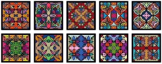Decalcomanie Decorative Tegli - 15x15cm - Adesivi Autoadesivi per Pareti - Parete Bagno Parete Esterna - Parete Cucina Parete Cucina - Adesivi per Pavimento - Per Decorazione Interna Soggiorno Camera da Letto Parete Esterna - Multi-color