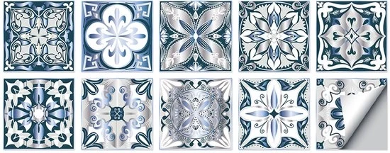 Set di 10 adesivi per piastrelle autoadesivi 20 x 20 cm decorazione per piastrelle adesivi per parete per casa, bagno, impermeabili a acqua PVC, cucina, decorazione impermeabile all'olio, adatto per soggiorno, cucina, bagno.