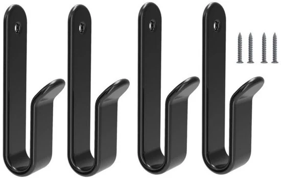 Set di 4 chiodi da appendere - Chiodo da appendere da fissare al muro - Hanger metallico singolo - Chiodo da appendere con viti - Chiodo da appendere da fissare al muro doppio - Hanger metallico robusto - Adatto per bagno/camera da letto (nero)