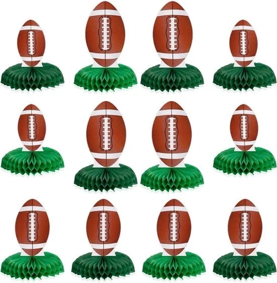 Decorazioni da tavolo per partite di calcio - Decorazioni da tavolo per sport - 12 pezzi - Decorazioni da tavolo per partite di rugby per compleanni sportivi.
