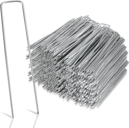 1000 Stuks - 15x2.5cm - Anker in acciaio galvanizzato - Ø2.8mm - Veloce per il fissaggio di reti di protezione, teli di protezione per giardino, schermi, tappeti di erba sintetica, teloni - Anello U stabile