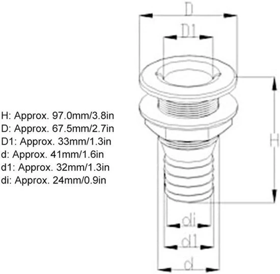 Connettore di ingresso per la barca - Accessorio - Bianco - Plastica - Connettore di ingresso in plastica per la barca - Modello di barca - 11/4 pollici Connettore di ingresso in plastica per accessori per barche da diporto