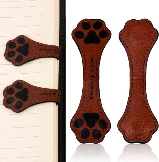 Blade per libri in pelle retro - accessori da lettura unici - 2 pezzi - marrone - pelle PU