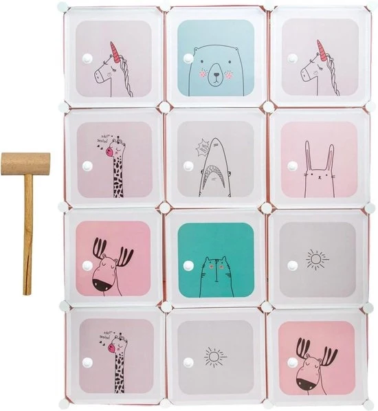 Cassettiera per bambini DIY lavanderia con 12 ante in legno roso contenitore per abiti - maniglie per abiti - montaggio separato