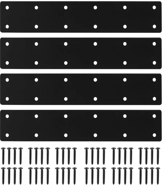 Piastra di connessione - Acciaio di alta qualità - 12 fori - Nero - 275 x 50 mm