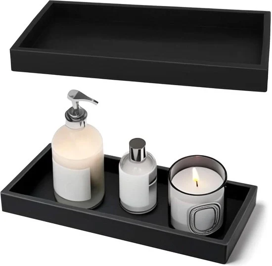 Set di 2 piastrelle di silicone nero per bagno - 10x20cm piastrella decorativa quadrata per tablet make-up piastrella quadrata 70x70