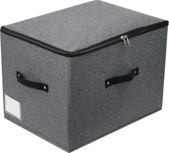 Organizzatore di abiti pieghevole con coperchio con cerniera maniglia coperture di abbigliamento coperte Organizzatore di camera da letto cassettiera mensola 43 × 30 × 30 cm nero grigio Scatola di archiviazione - Scatola di archiviazione
