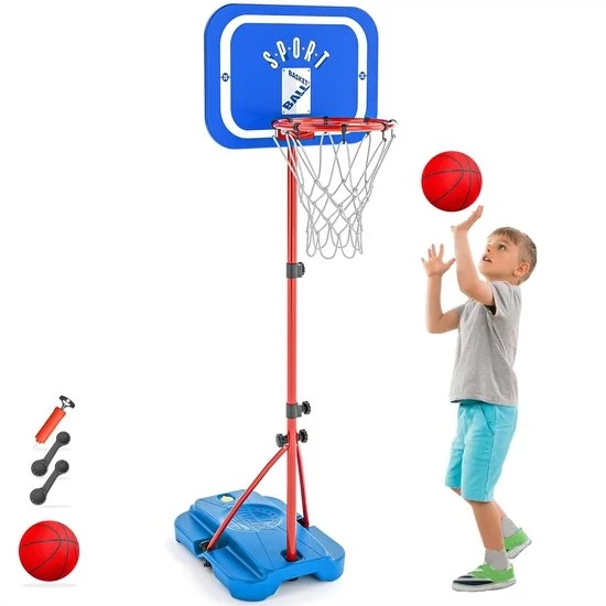 Cesta da Basket per Esterno Adattabile 110-190cm per Bambini - Inclusa Palla e Pompa di Aria