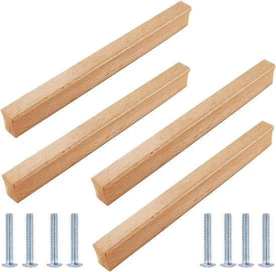 Maniglie in Legno Massello per Cucina - Perfette per le Maniglie delle Porte - 4 Pezzi - 240mm