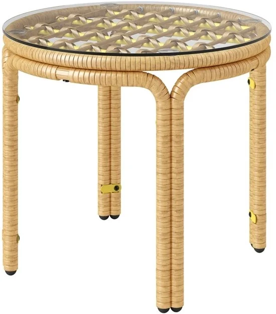 Banco da giardino - Rotangh - Giallo - Ø50 cm - Circolare
