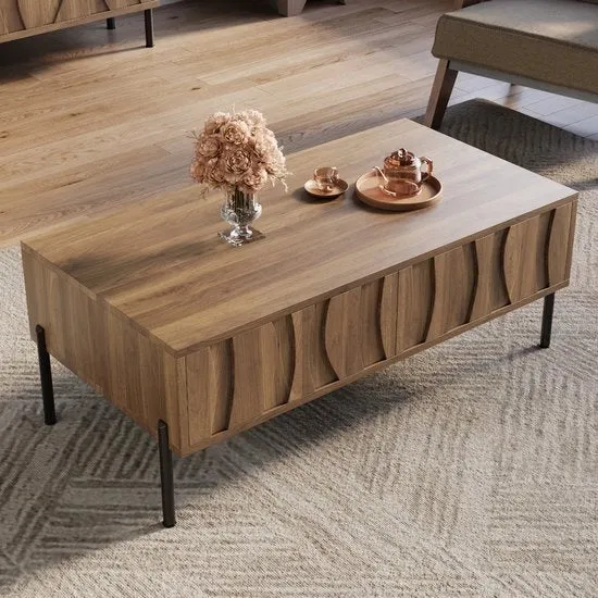 Tavolo per salotto - Stile retro - Legno - 105×55×41 cm - Rond Nota: Ho mantenuto il modello di dimensioni per la sua importanza tecnica.