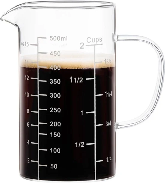 Misuratore di capacità in vetro - 500 ml - vetro borosilicato - resistente al calore