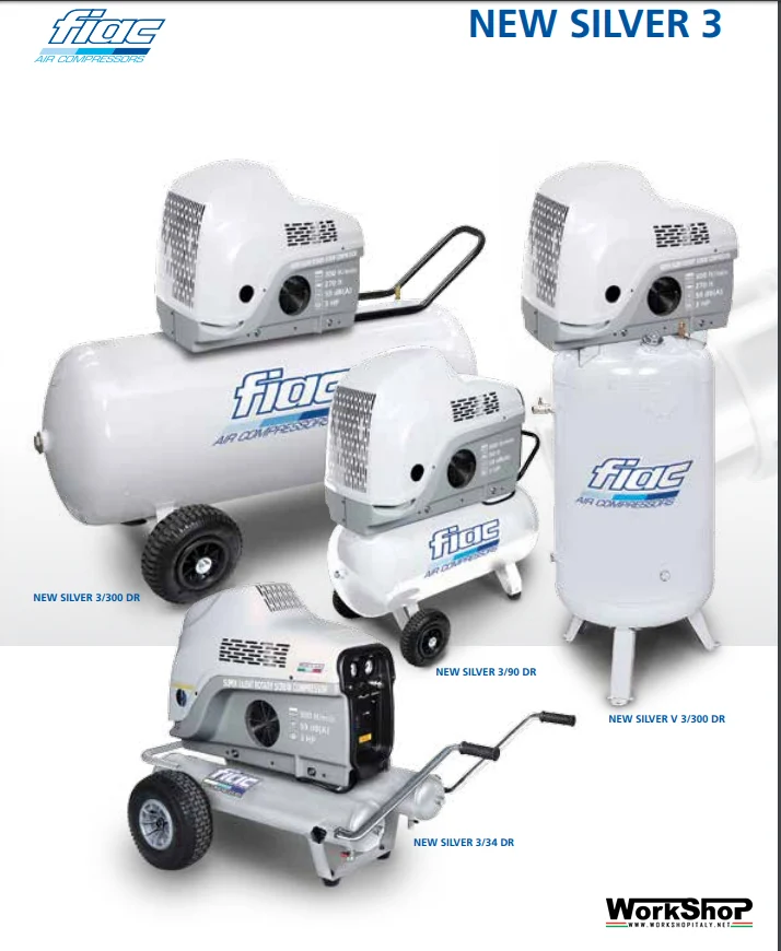 Compressori rotativi a vite Fiac NEW SILVER 3/34 DR 3/90 DR 3/300 DR V 3/300 DR