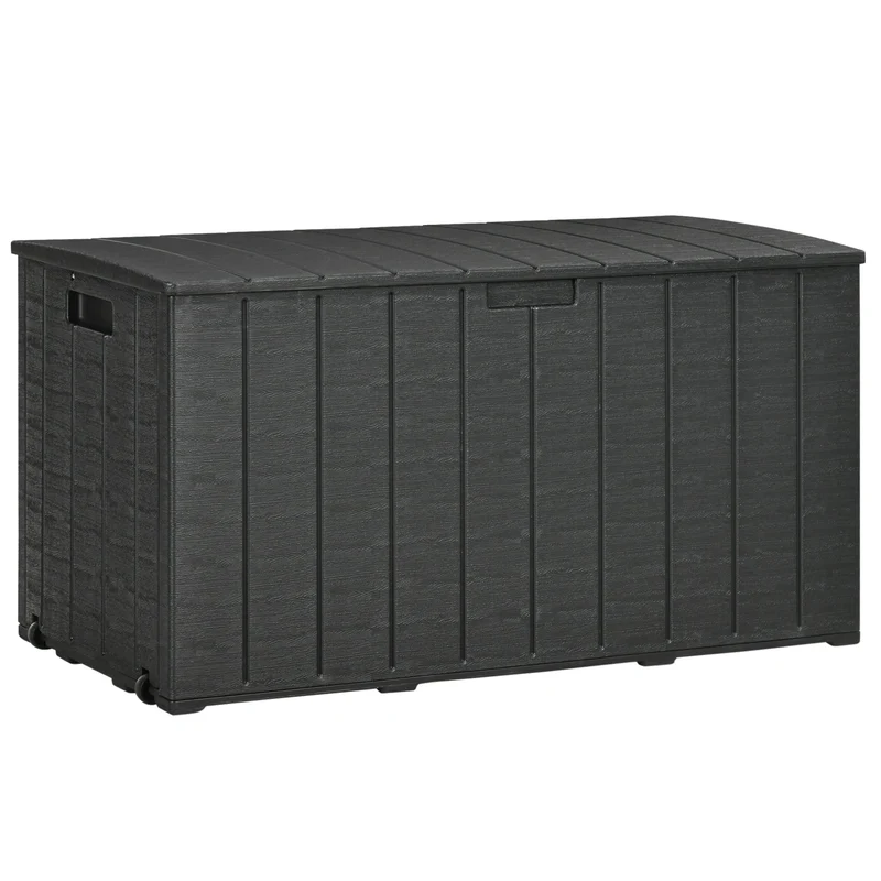 Baule Cassapanca da Esterno 122,4x62x64,5 cm Capacità da 366L in Plastica Nero