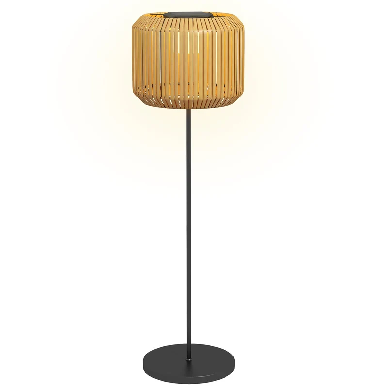Lampada Solare da Giardino Ø34x130 cm con Illuminazione LED in Acciaio e Rattan PE Giallo