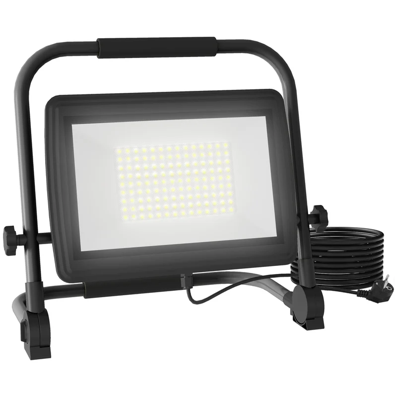 Faretto LED da Esterno IP65 35x20x32 cm da 6500k con Testa Girevole e Supporto Nero