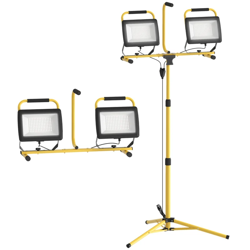 Faretti LED da Esterno IP65 75x62x170 cm da 6500K con Treppiede Staccabile Giallo e Nero
