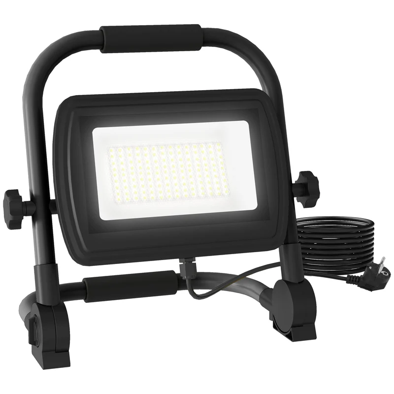 Faretto LED da Esterno IP65 25,5x16x25,5 cm da 6500k con Testa Girevole e Supporto Nero