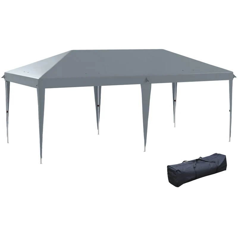 Gazebo da Giardino Pop-up 6x3 m Pieghevole Tendone per Feste con Sacca di Trasporto Grigio