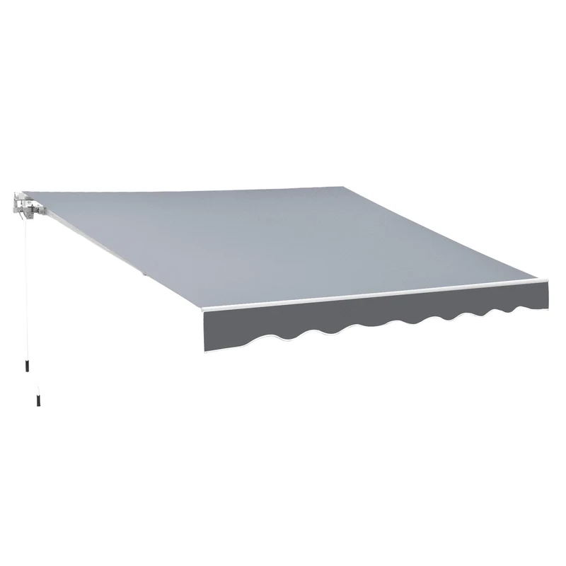 Tenda da Sole da Esterno 250x200 cm Avvolgibile Manualmente in Alluminio e Poliestere Grigio e Bianco
