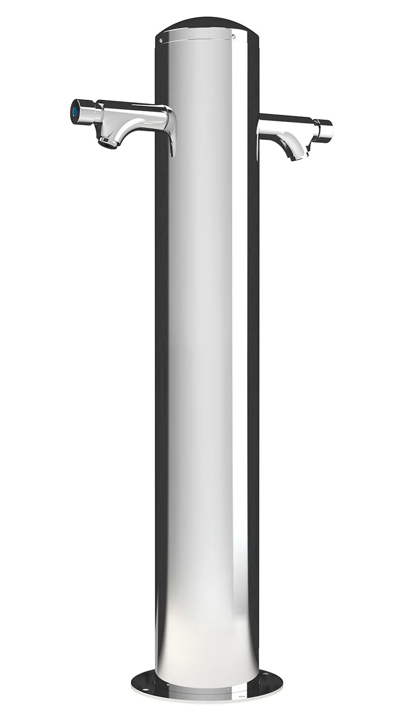 Fontana Lavapiedi da Giardino Doppio Rubinetto Temporizzato LAV-2P Finitura a Specchio