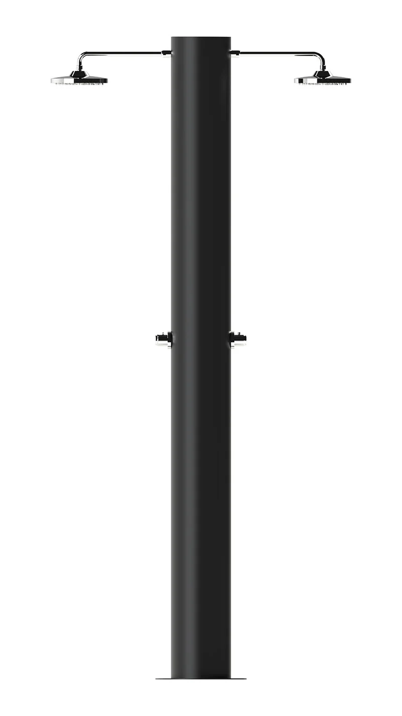Doccia Solare da Giardino 70 L 2 Soffione Eco Rain e 2 Miscelatore Temporizzato Arno T2N Nero Opaco