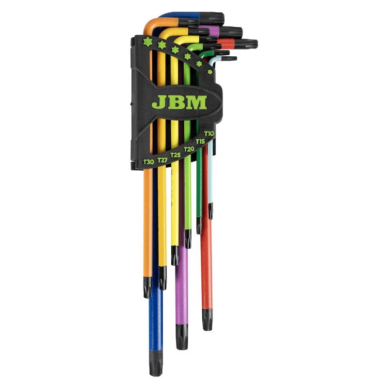 SET DI 9 CHIAVI TORX EXTRA LUNGHE COLORATE 54532 JBM