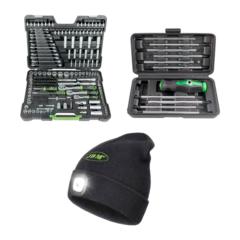54034 VALIGETTA ATTREZZI DA 216 PEZZI + 53010 SET CACCIAVITI 20 IN 1 + CAPPELLO JBM SERIE603