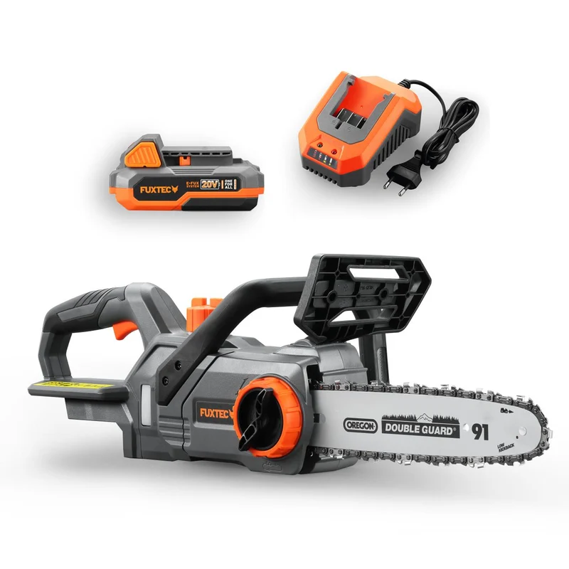 Motosega a batteria 20V FUXTEC FX-E1KS20 Taglio 25 cm-Set con batteria 2Ah e caricabatterie 2,4A