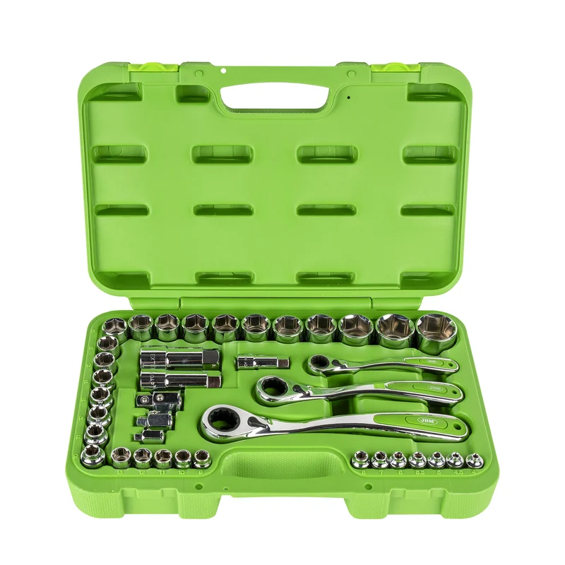 SET DI UTENSILI GO-THROUGH DA 39 PEZZI CON BUSSOLE DA 1/2", 1/4" E 3/2" – FINITURA CROMATA 52418 JBM