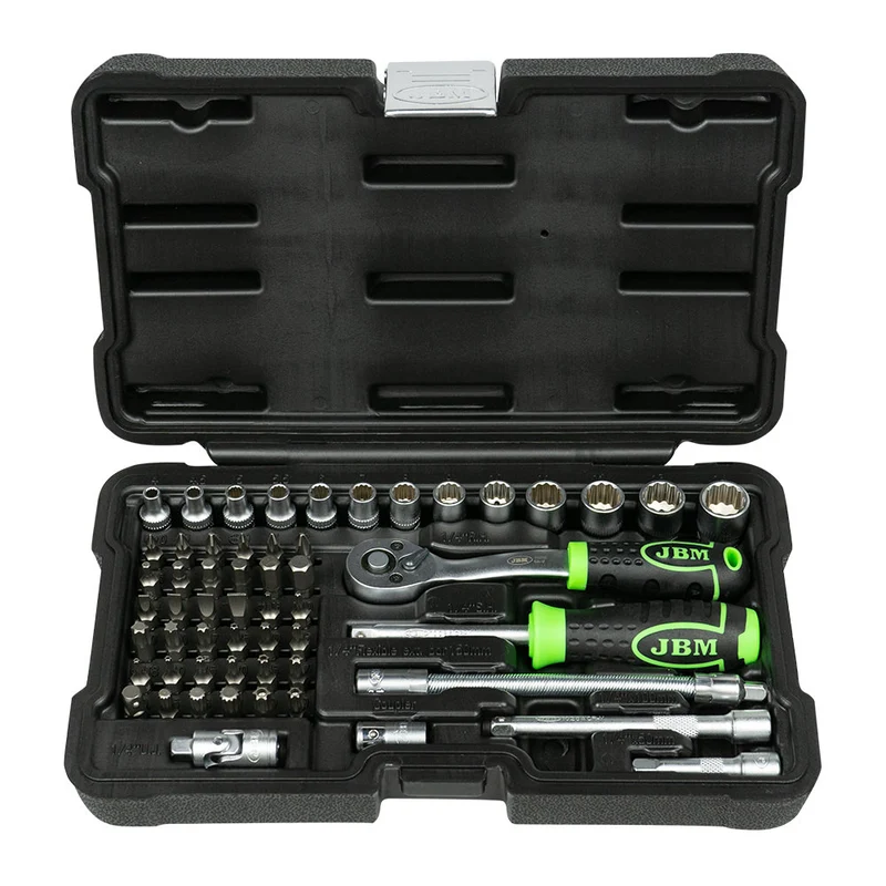 SET DI UTENSILI DA 56 PEZZI CON BUSSOLE A 12 PUNTE DA 1/4" – FINITURA ZINCATA 54140 JBM